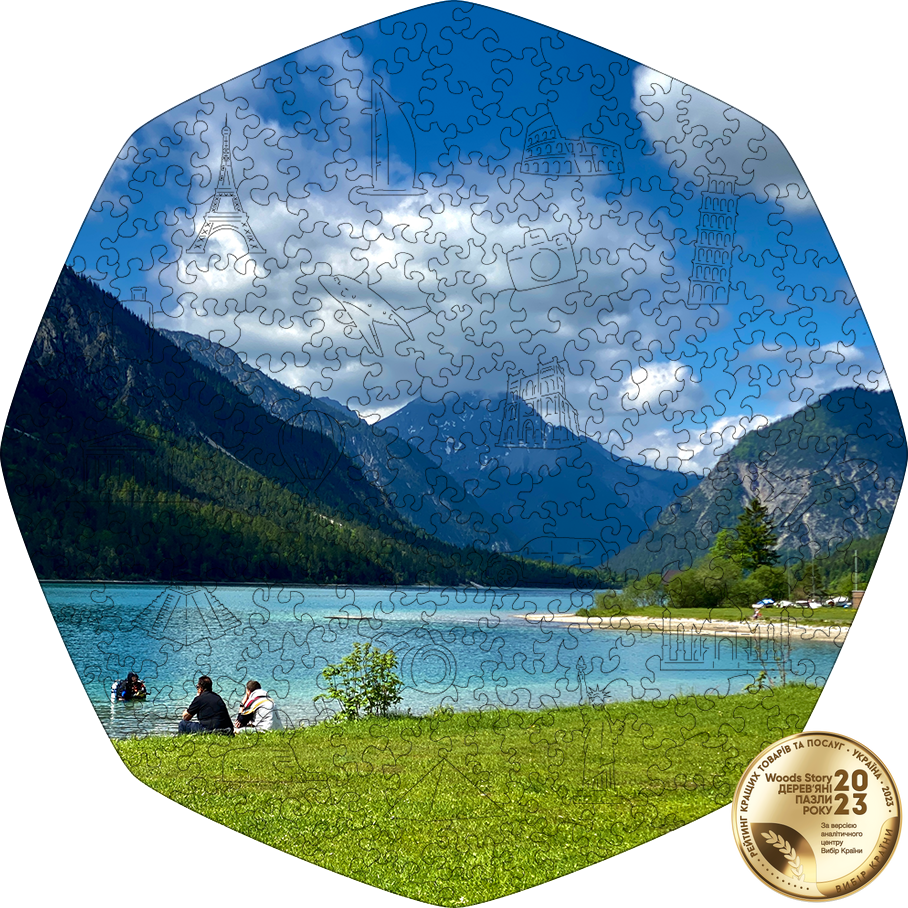 Фигурный деревянный пазл Альпийский пейзаж XL