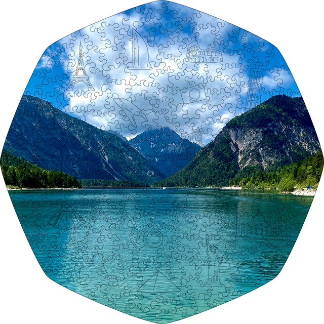 Фігурний дерев'яний пазл Гірське озеро L
