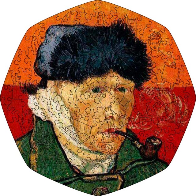 Фигурный деревянный пазл Автопортрет (Винсент ван Гог) L
