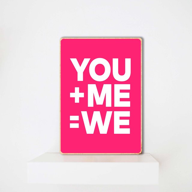 Деревянный Постер You+Me Pink А5